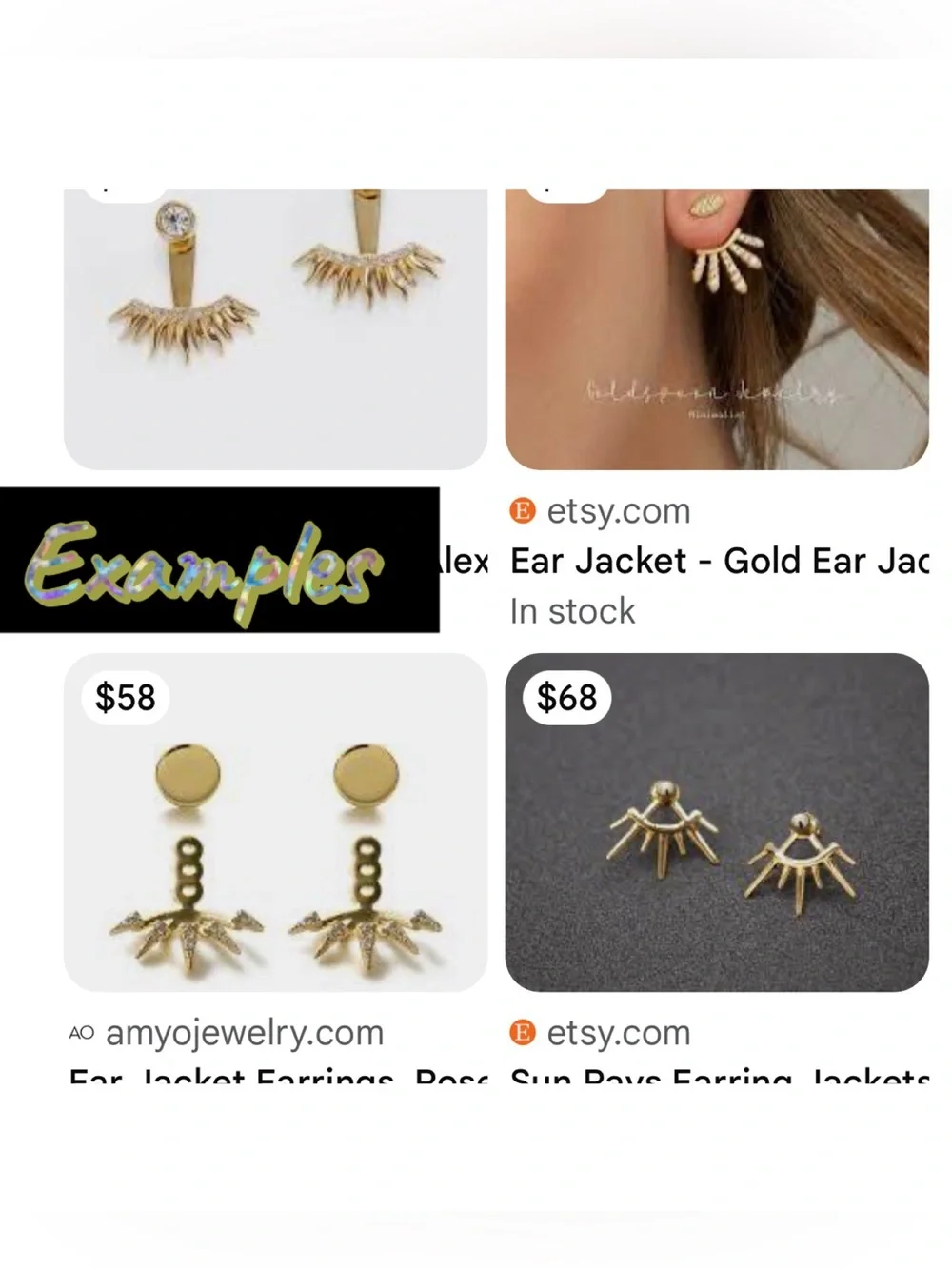 Gold Spike Fan Drop Earrings - Women Vintage Jewelry Earrings